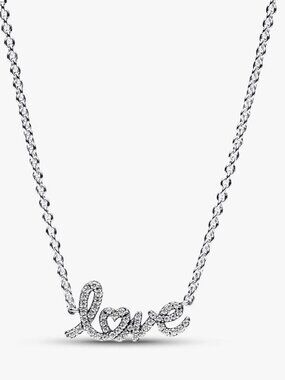Pandora Sparkling Handwritten Love Collier Necklace